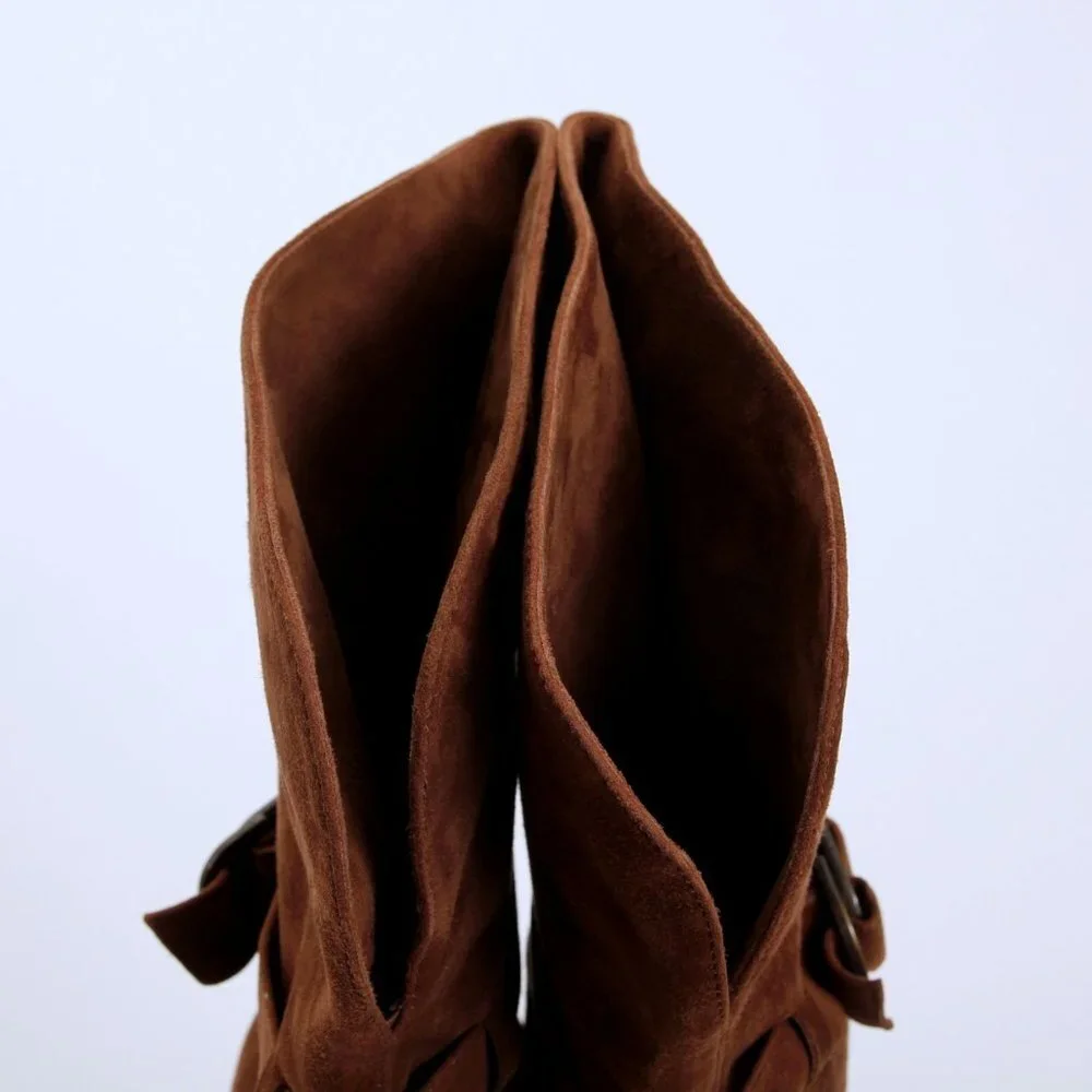 Sergio Rossi Donna Suede Over the Knee Boots‎ Brown Women Size 8.5